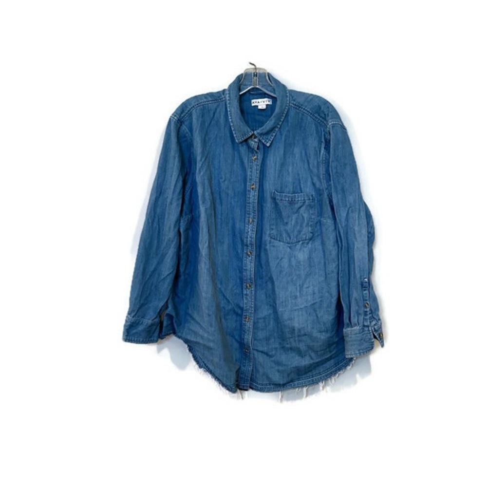 Ava & Viv Blue Button Down Shirt - Picture 2 of 6